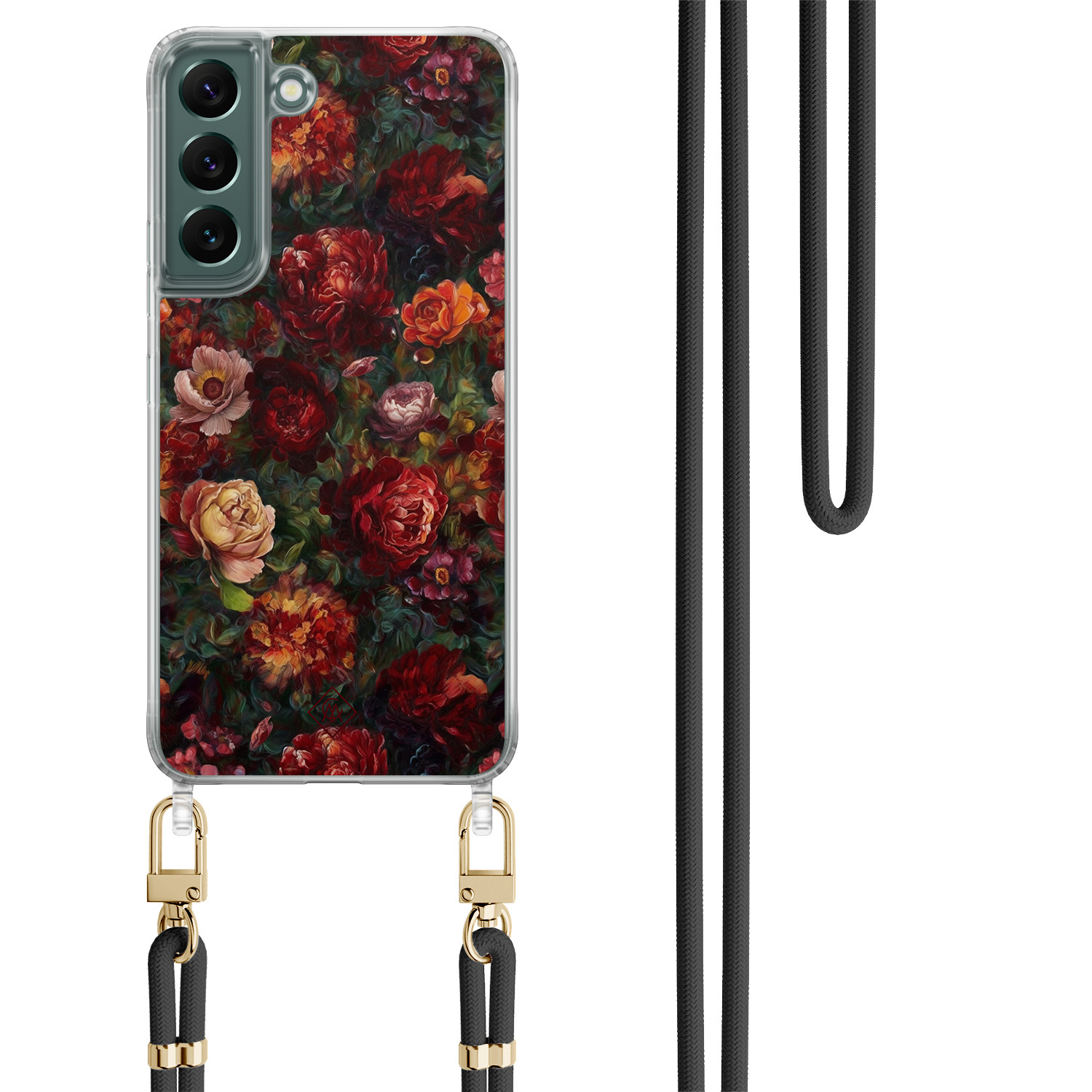 Samsung Galaxy S22 hoesje met zwart koord - Floral garden