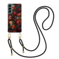 Casimoda Samsung Galaxy S22 hoesje met zwart koord - Floral garden