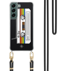 Casimoda Samsung Galaxy S22 hoesje met zwart koord - Cassette mixtape Casimoda Samsung Galaxy S22 hoesje met zwart koord - Cassette mixtape