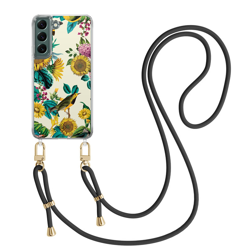 Casimoda Samsung Galaxy S22 hoesje met zwart koord - Sunflowers