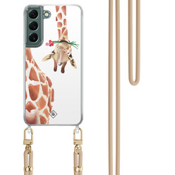 Casimoda Samsung Galaxy S22 hoesje met beige koord - Giraffe Casimoda Samsung Galaxy S22 hoesje met beige koord - Giraffe