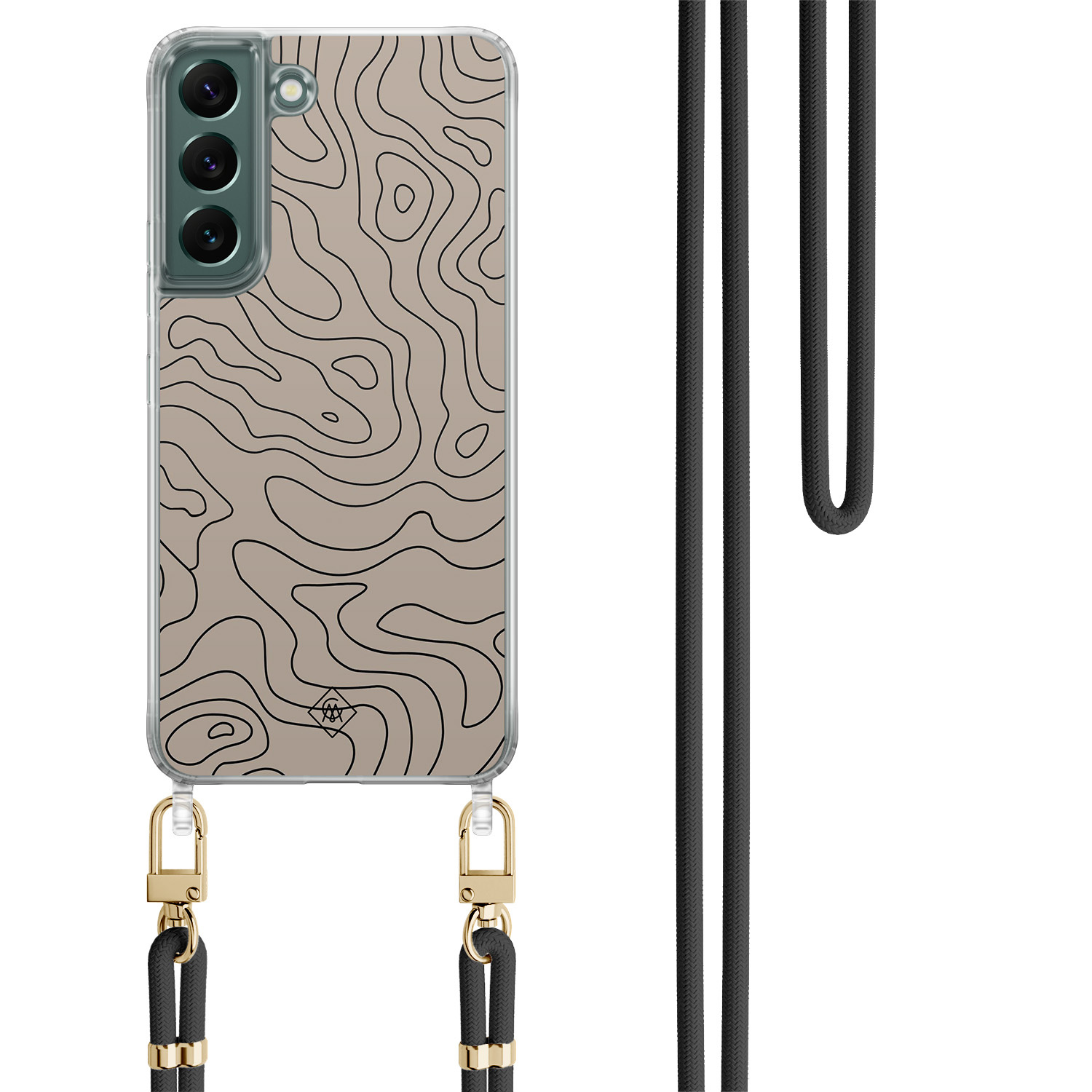 Samsung Galaxy S22 hoesje met zwart koord - Abstract lines