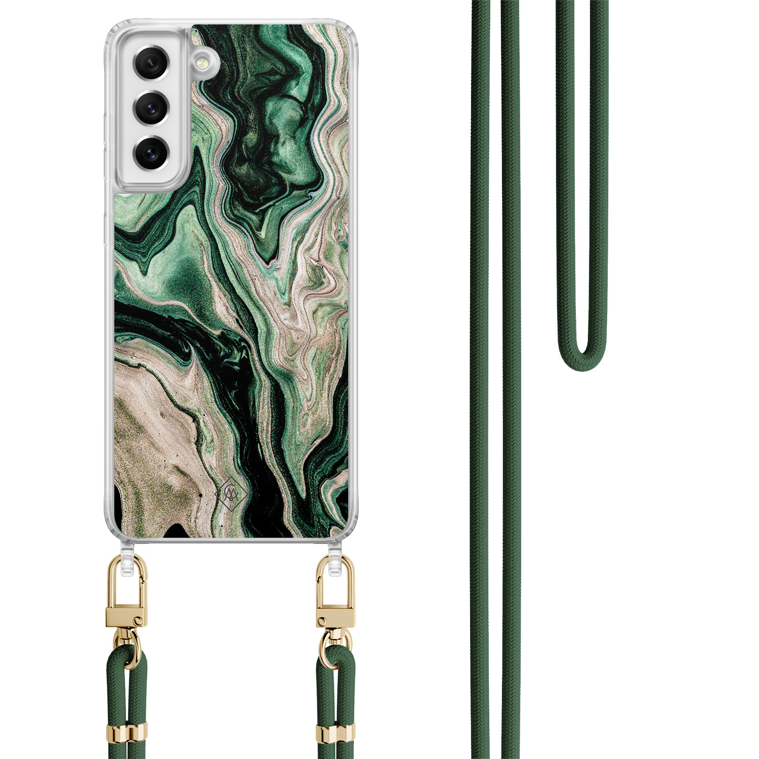 Samsung Galaxy S21 FE hoesje met groen koord Green waves