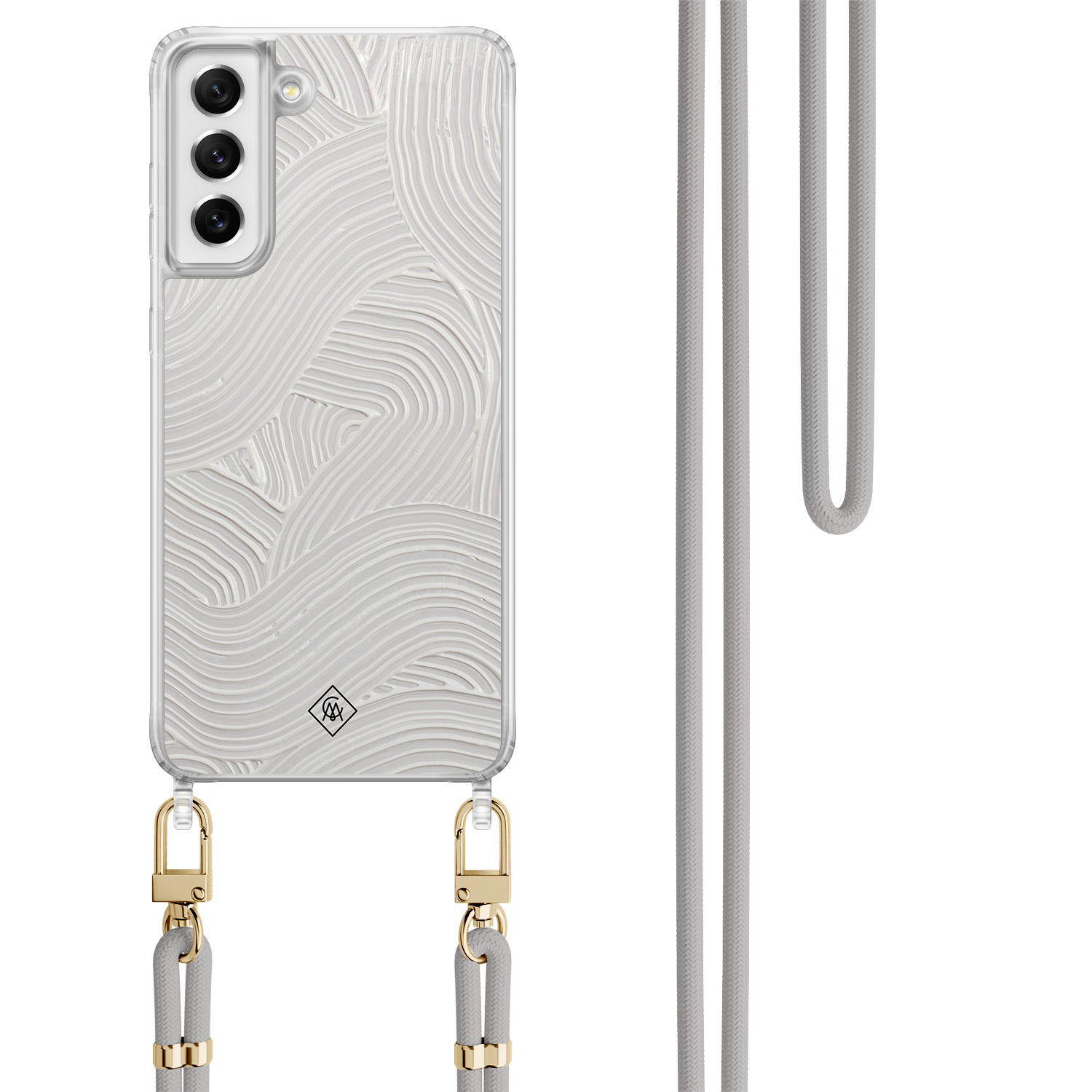 Samsung Galaxy S21 FE hoesje met grijs koord Abstract waves
