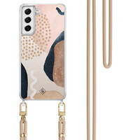 Casimoda Samsung Galaxy S21 FE hoesje met beige koord - Abstract dots