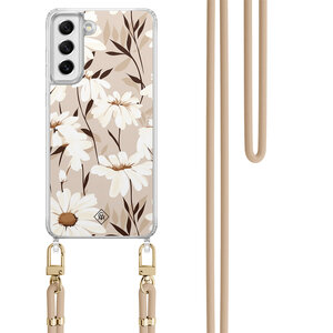 Casimoda Samsung Galaxy S21 FE hoesje met beige koord - In bloom
