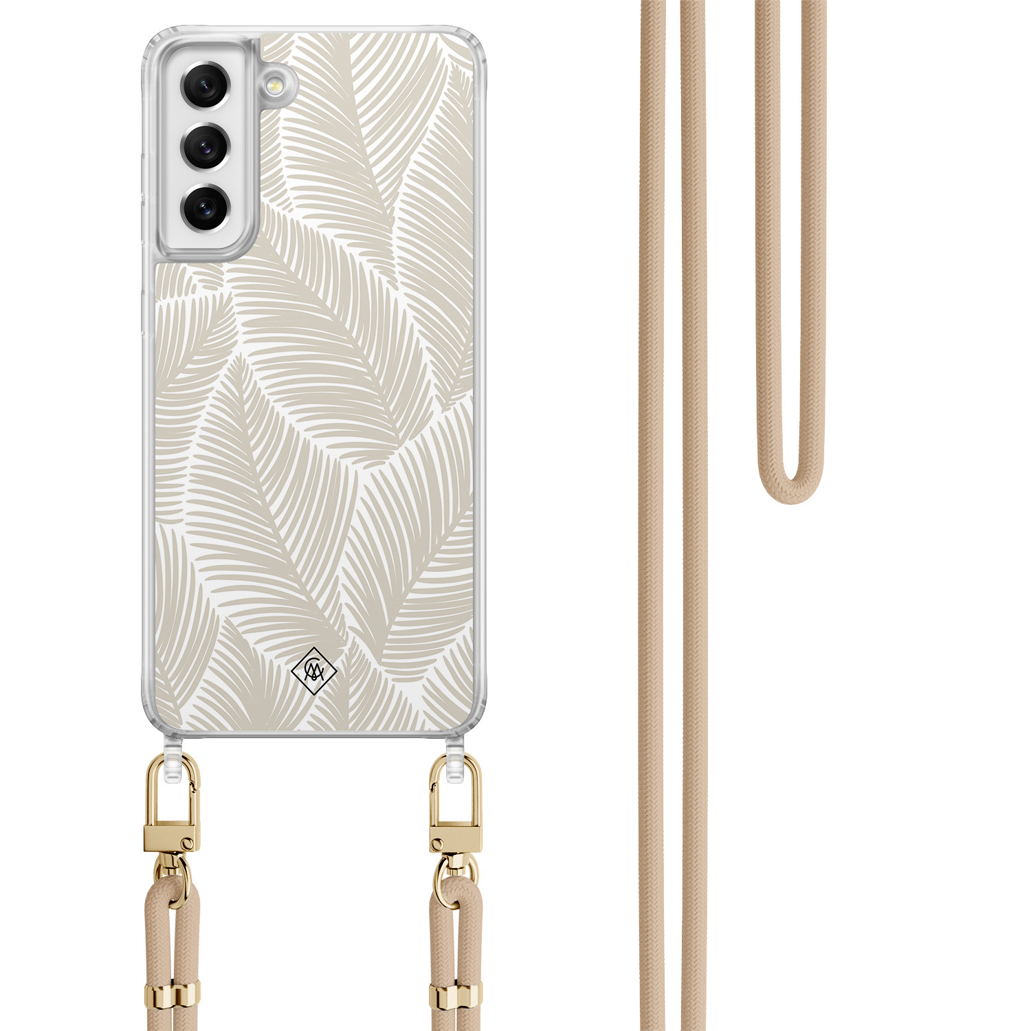 Samsung Galaxy S21 FE hoesje met beige koord Palm leaves beige