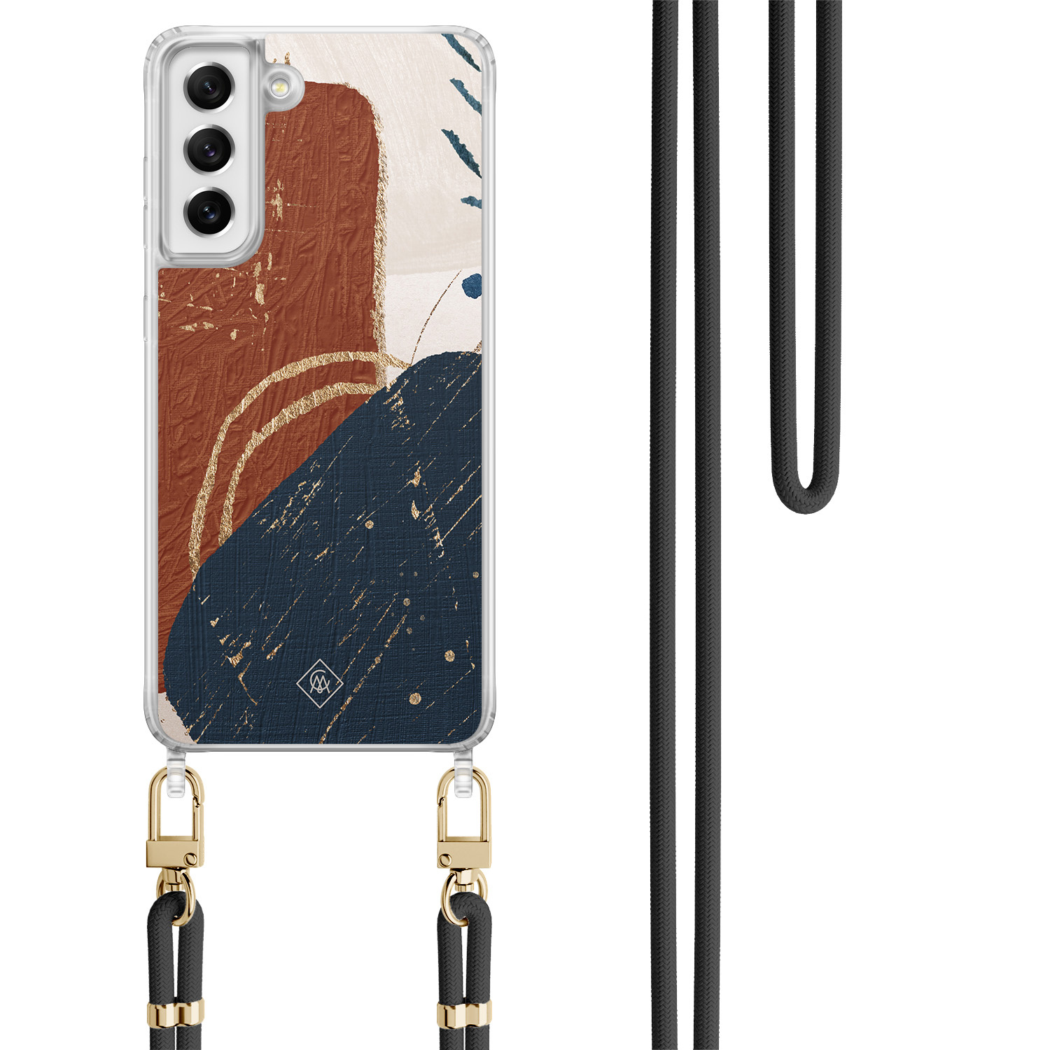Samsung Galaxy S21 FE hoesje met zwart koord Abstract terracotta