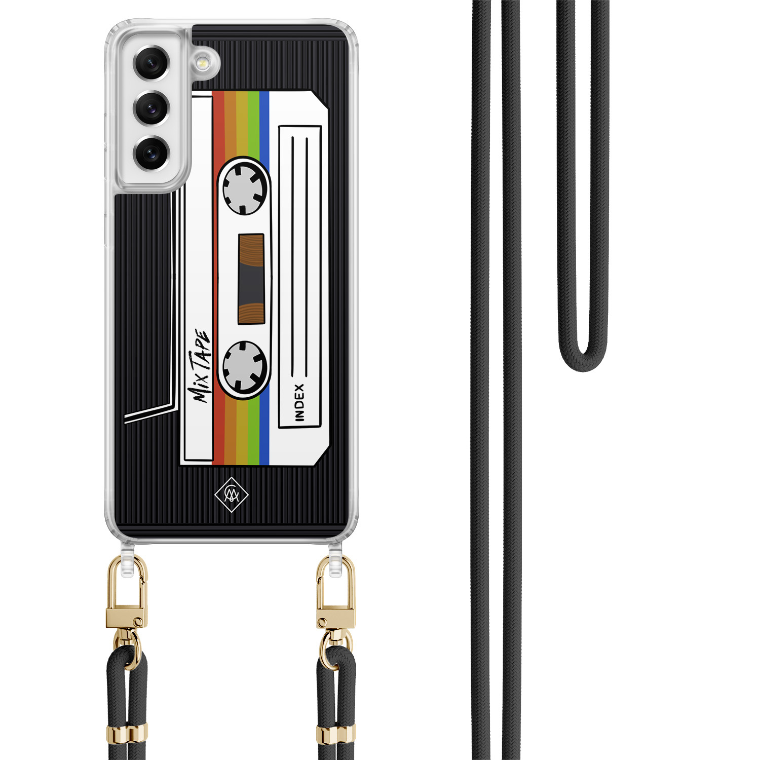 Samsung Galaxy S21 FE hoesje met zwart koord Cassette mixtape