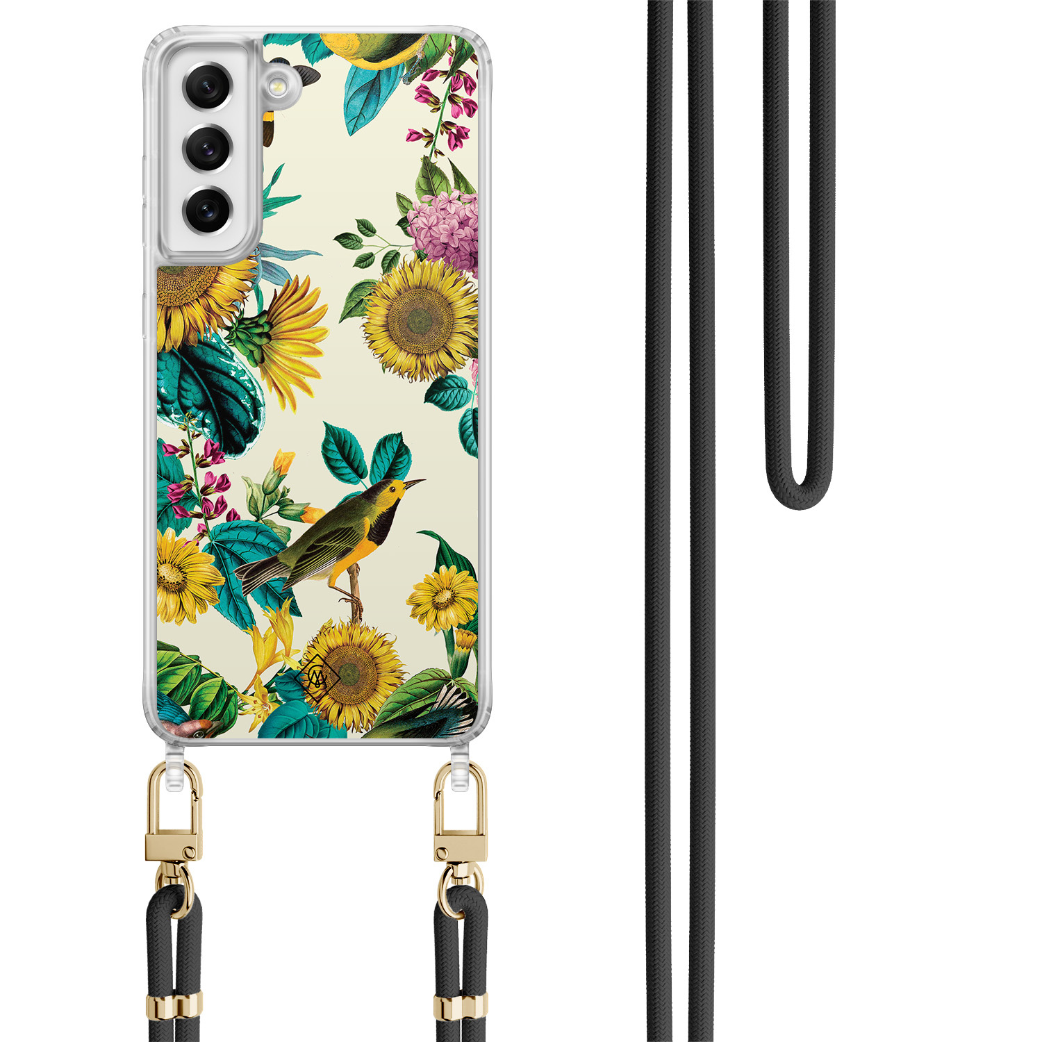 Samsung Galaxy S21 FE hoesje met zwart koord Sunflowers