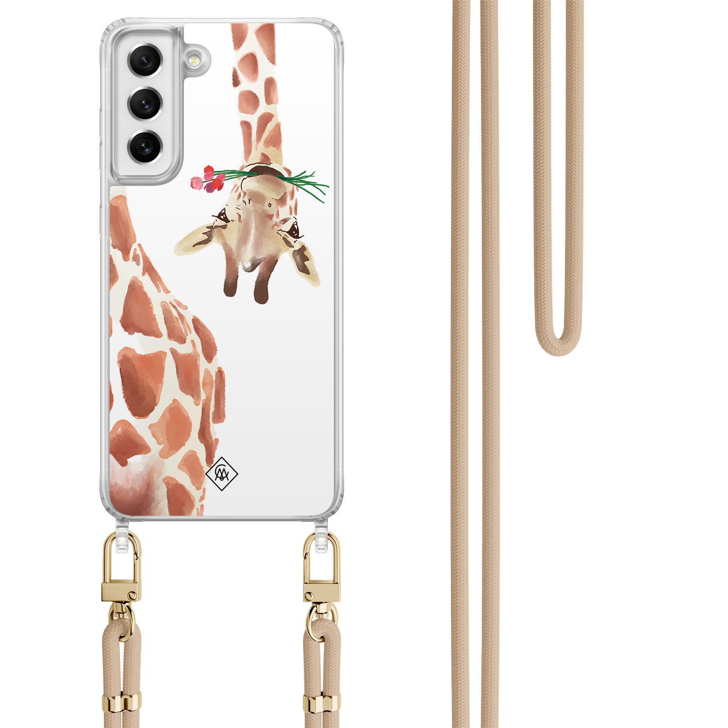 Samsung Galaxy S21 FE hoesje met beige koord Giraffe