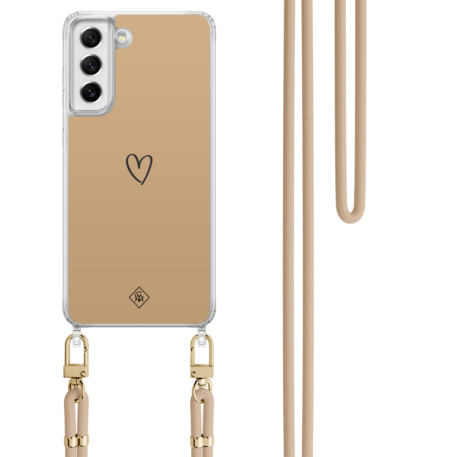 Samsung Galaxy S21 FE hoesje met beige koord Hart bruin