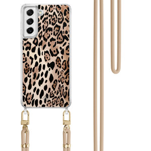 Casimoda Samsung Galaxy S21 FE hoesje met beige koord - Golden wildcat