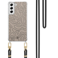 Casimoda Samsung Galaxy S21 FE hoesje met zwart koord - Abstract lines