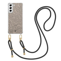 Casimoda Samsung Galaxy S21 FE hoesje met zwart koord - Abstract lines