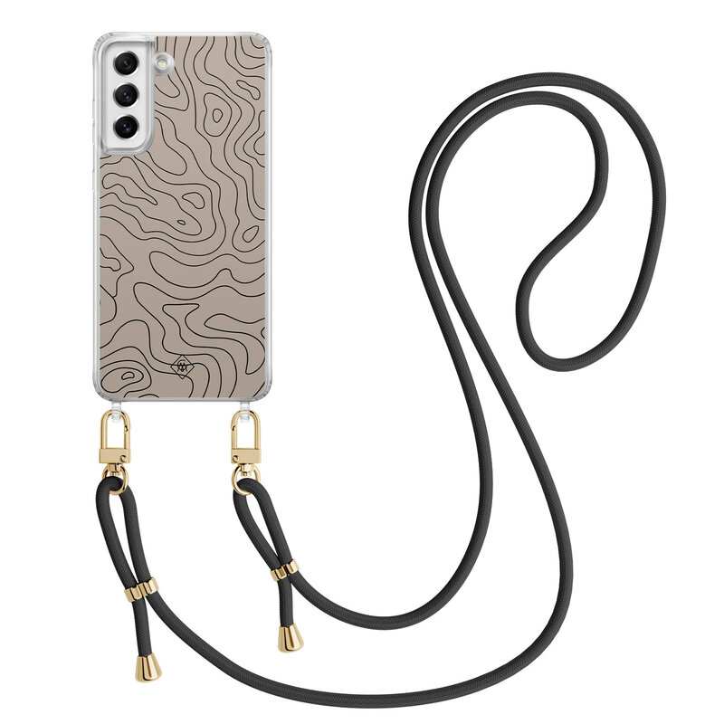 Casimoda Samsung Galaxy S21 FE hoesje met zwart koord - Abstract lines