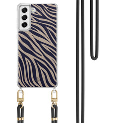 Casimoda Samsung Galaxy S21 FE hoesje met zwart koord - Wavy twist