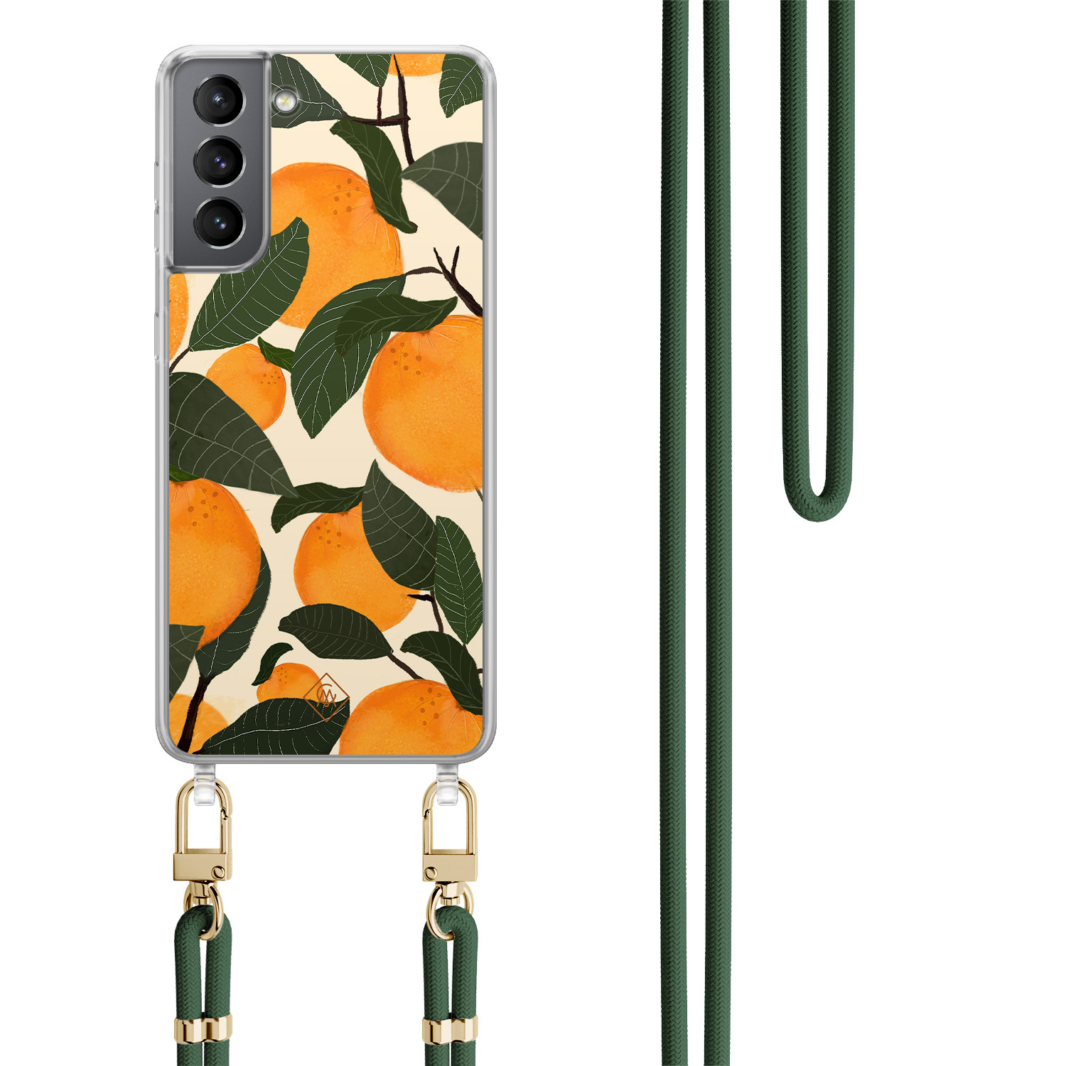 Samsung Galaxy S21 hoesje met groen koord Orange garden