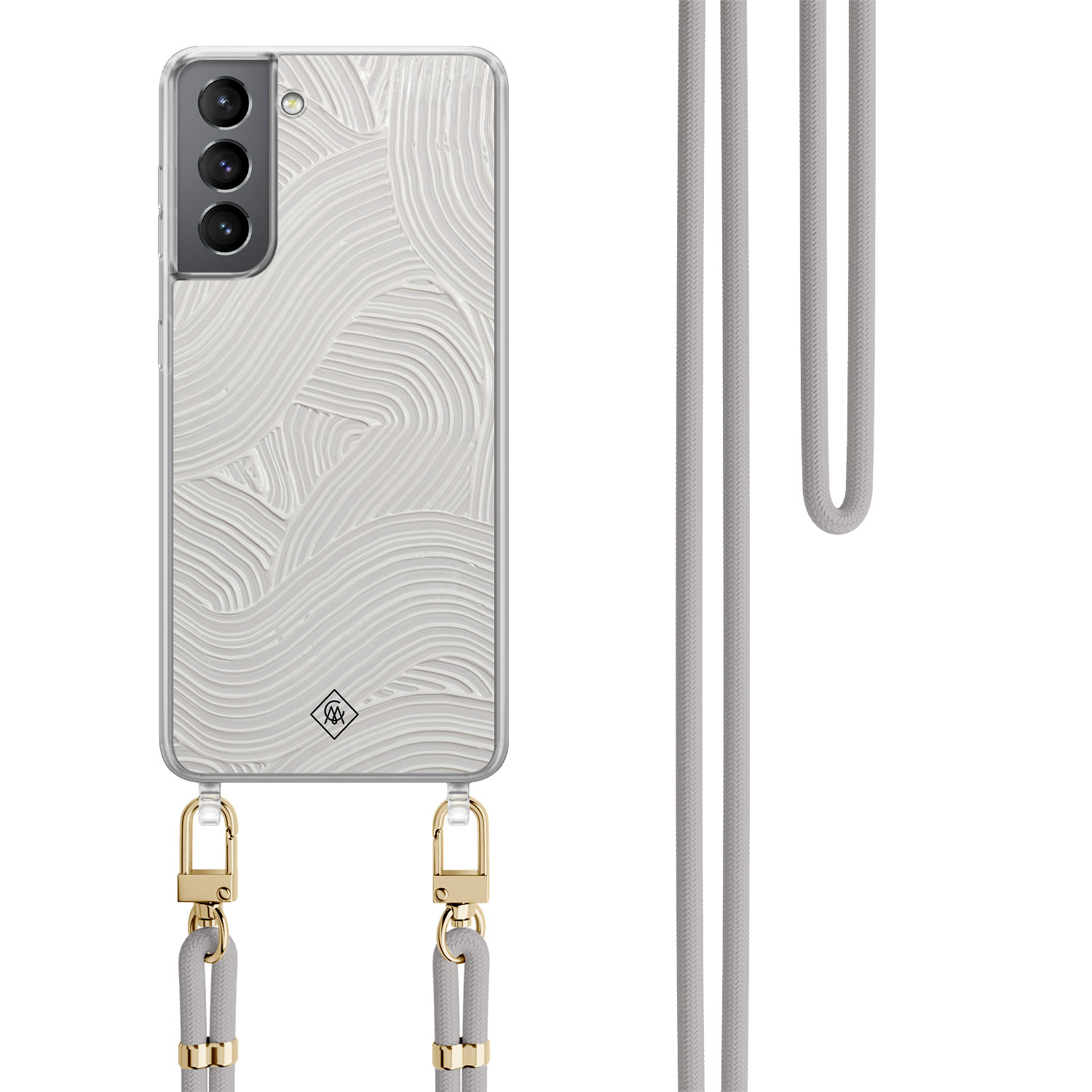 Samsung Galaxy S21 hoesje met grijs koord Abstract waves