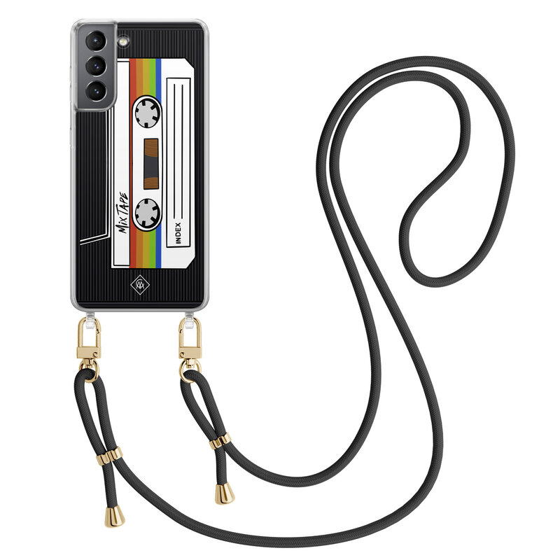 Casimoda Samsung Galaxy S21 hoesje met zwart koord - Cassette mixtape