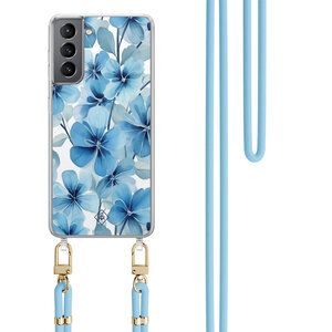 Casimoda Samsung Galaxy S21 hoesje met blauw koord - Indigo gardens