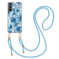 Casimoda Samsung Galaxy S21 hoesje met blauw koord - Indigo gardens