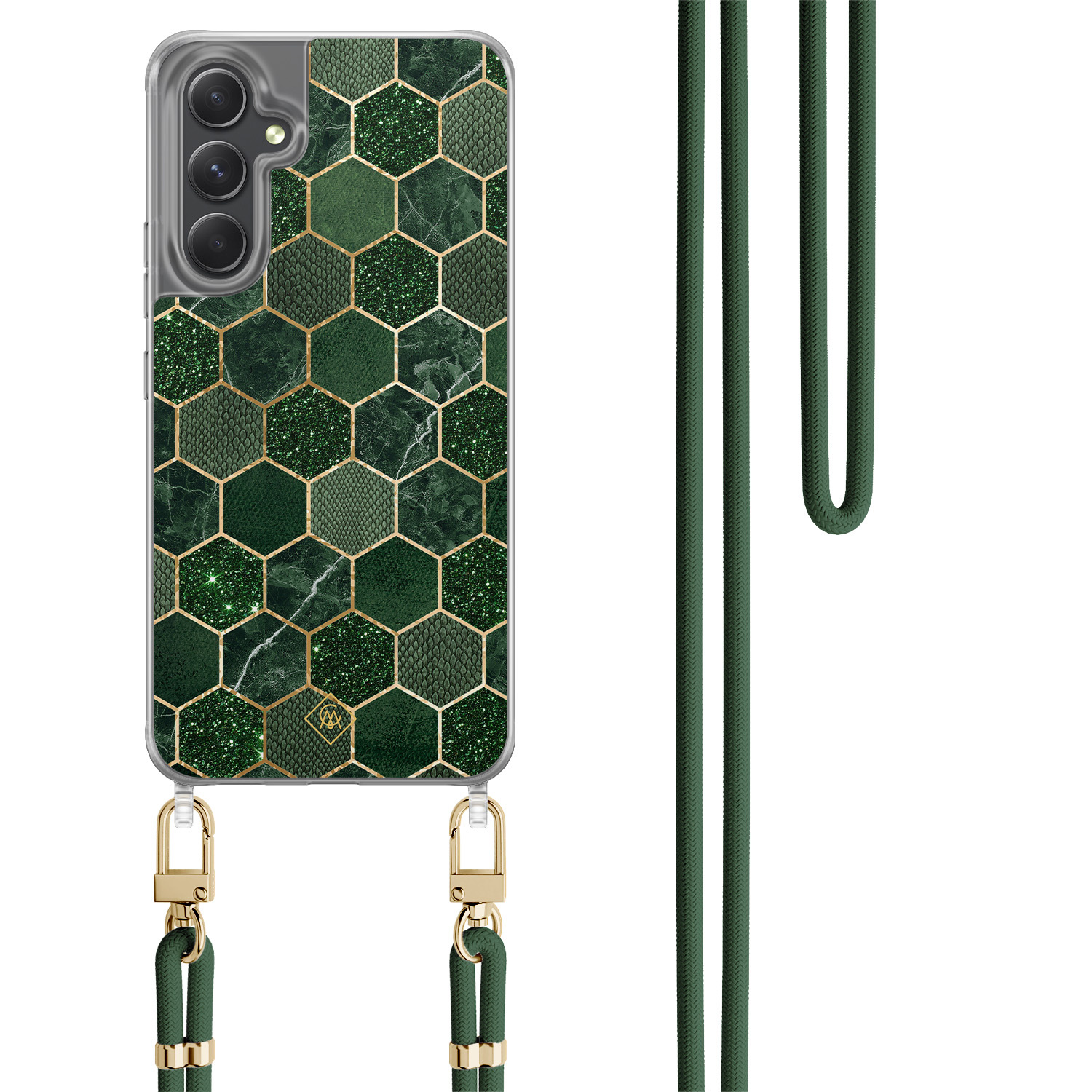 Samsung Galaxy A34 hoesje met groen koord Kubus groen