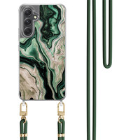 Casimoda Samsung Galaxy A34 hoesje met groen koord - Green waves