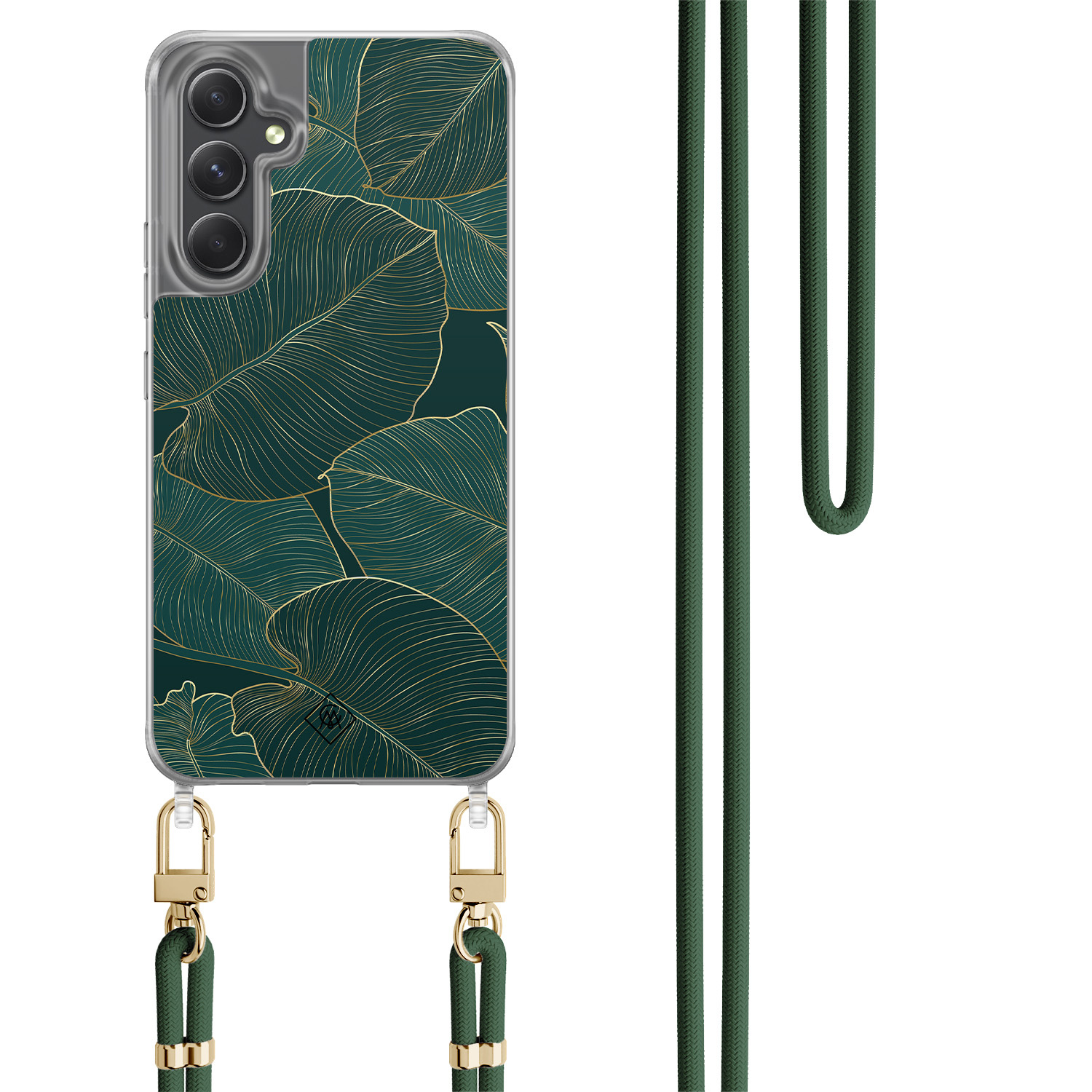 Samsung Galaxy A34 hoesje met groen koord Monstera leaves