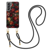 Casimoda Samsung Galaxy A34 hoesje met zwart koord - Floral garden