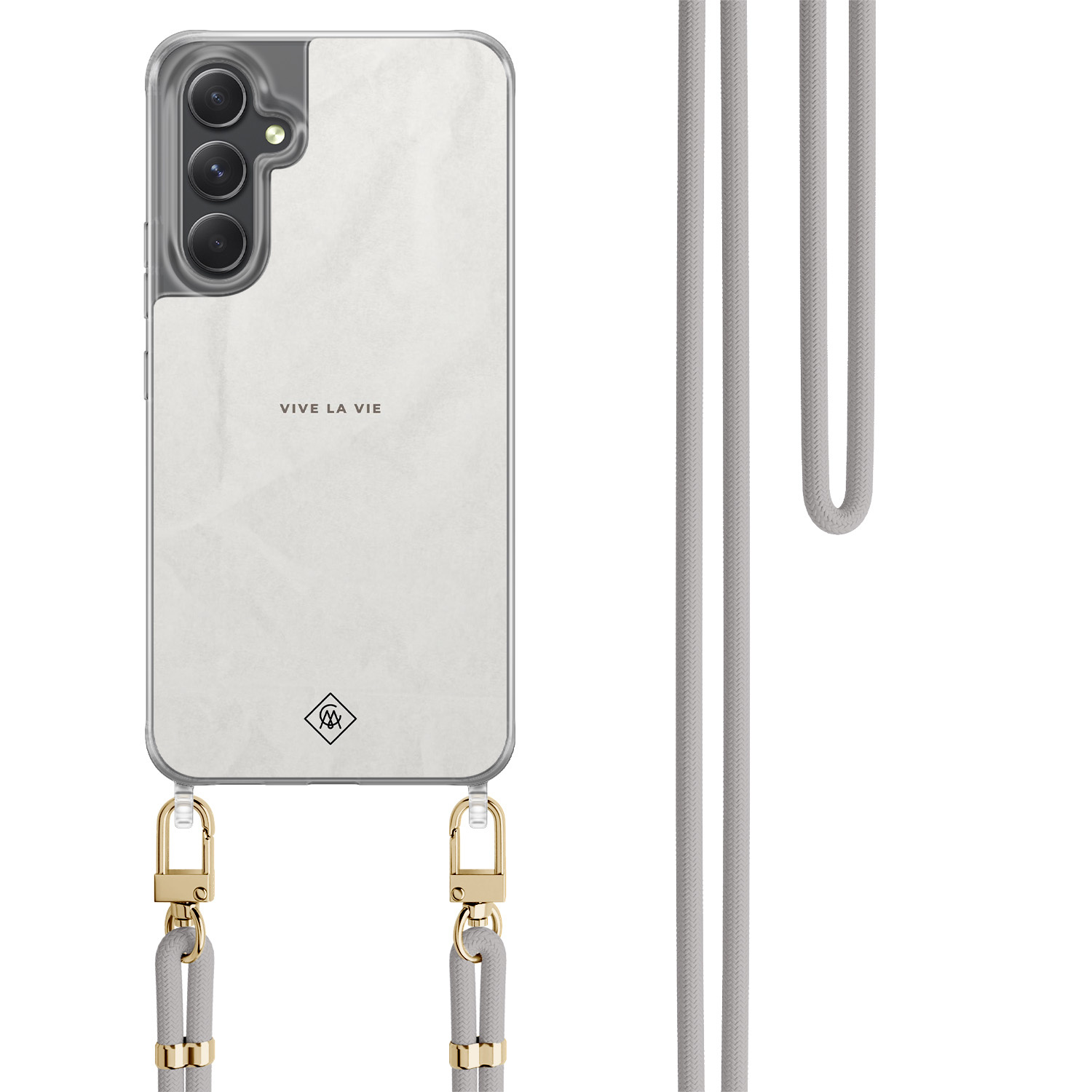 Samsung Galaxy A34 hoesje met grijs koord Vive la vie