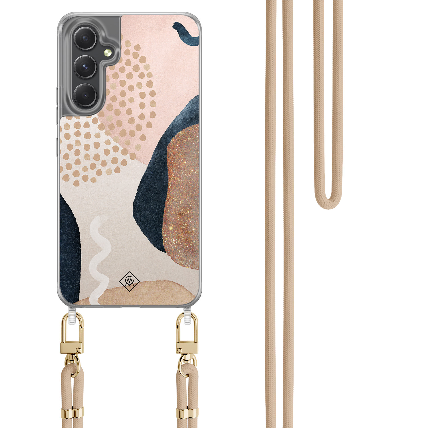 Samsung Galaxy A34 hoesje met beige koord Abstract dots