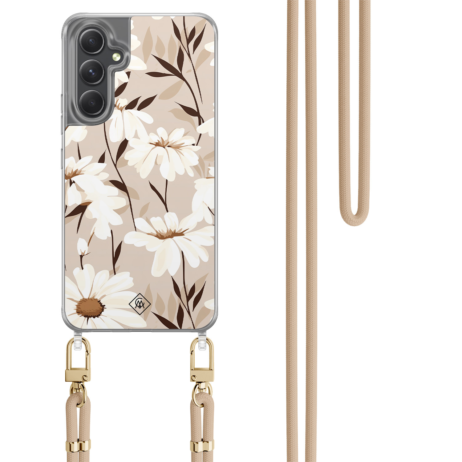 Samsung Galaxy A34 hoesje met beige koord In bloom
