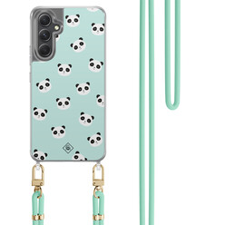 Casimoda Samsung Galaxy A34 hoesje met mint koord - Panda print