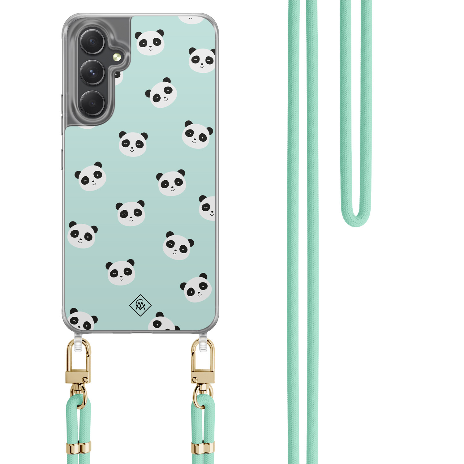 Samsung Galaxy A34 hoesje met mint koord Panda print