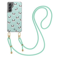 Casimoda Samsung Galaxy A34 hoesje met mint koord - Panda print