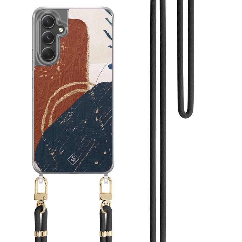 Casimoda Samsung Galaxy A34 hoesje met zwart koord - Abstract terracotta