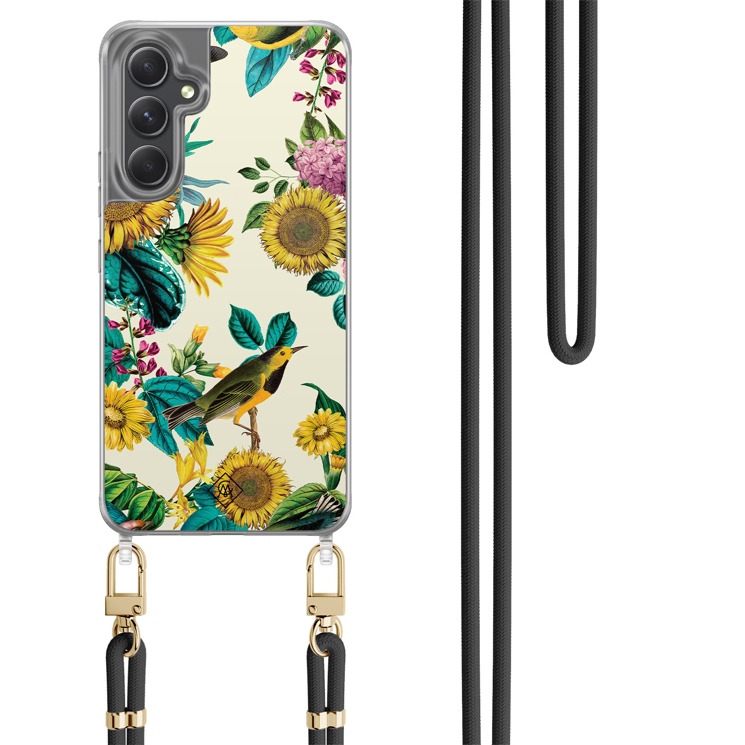Samsung Galaxy A34 hoesje met zwart koord Sunflowers