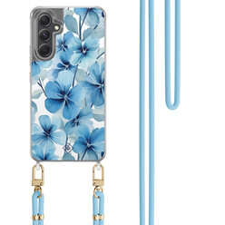 Casimoda Samsung Galaxy A34 hoesje met blauw koord - Indigo gardens