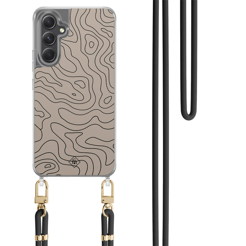 Casimoda Samsung Galaxy A34 hoesje met zwart koord - Abstract lines