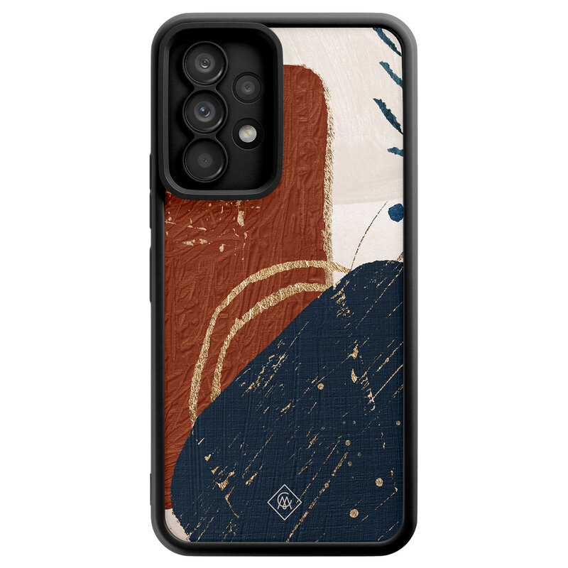 Casimoda Samsung Galaxy A52(s) zwarte case - Abstract terracotta