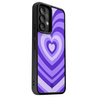Casimoda Samsung Galaxy A52(s) zwarte case - Hart swirl paars