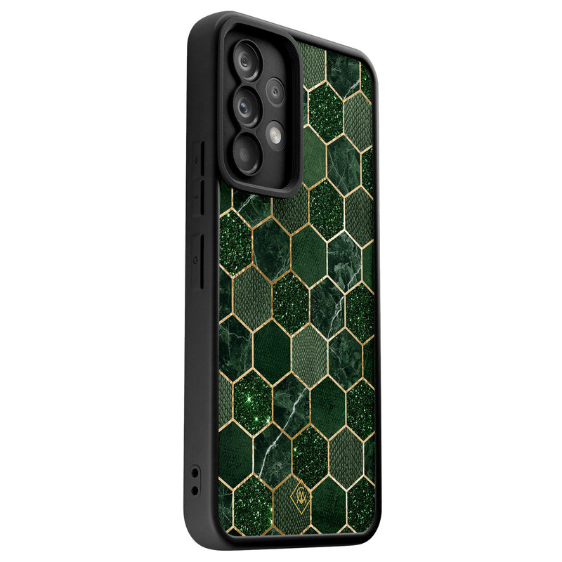 Casimoda Samsung Galaxy A52(s) zwarte case - Kubus groen