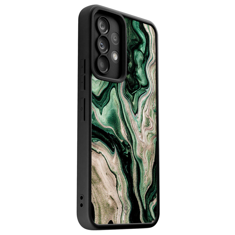 Casimoda Samsung Galaxy A52(s) zwarte case - Green waves