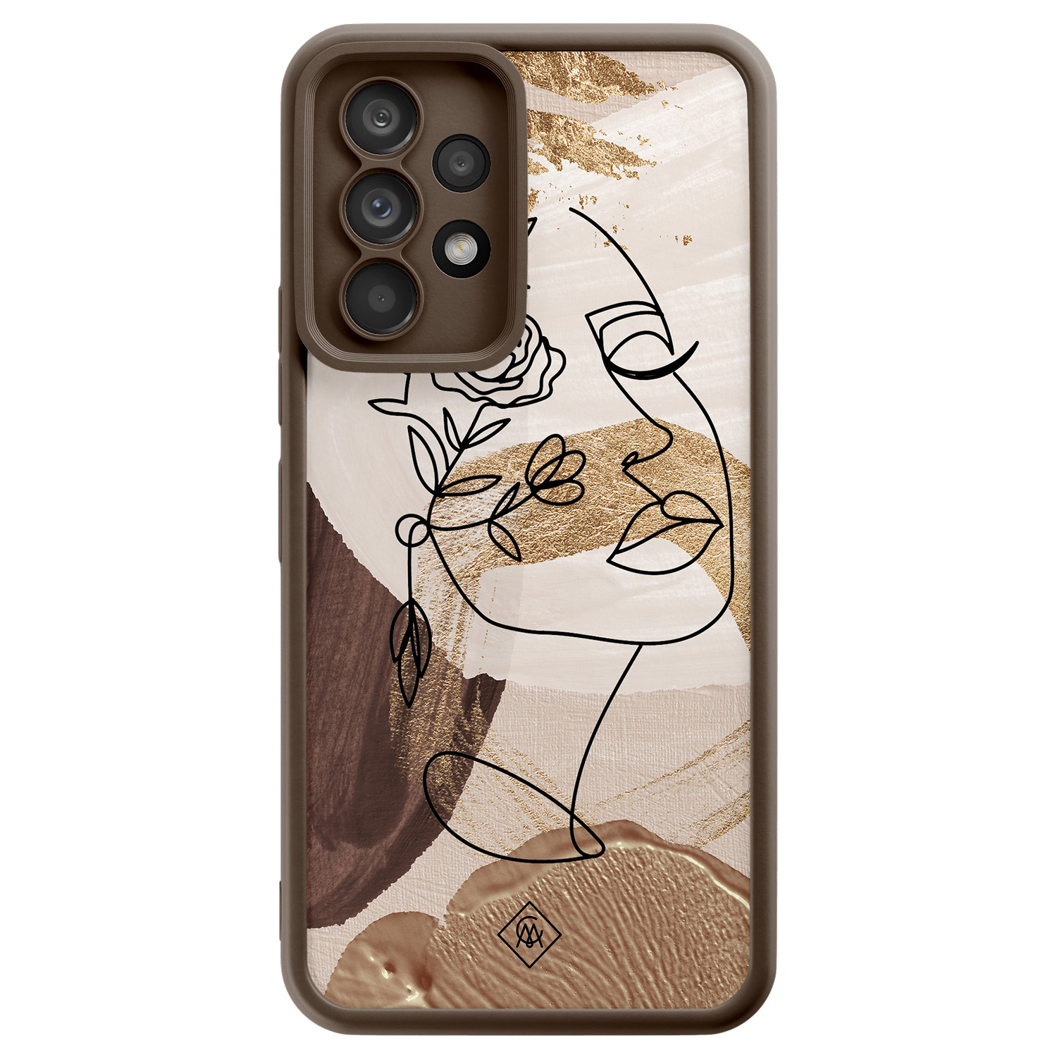 Samsung Galaxy A52(s) bruine case - Abstract gezicht bruin