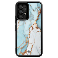Casimoda Samsung Galaxy A52(s) zwarte case - Marmer lichtblauw