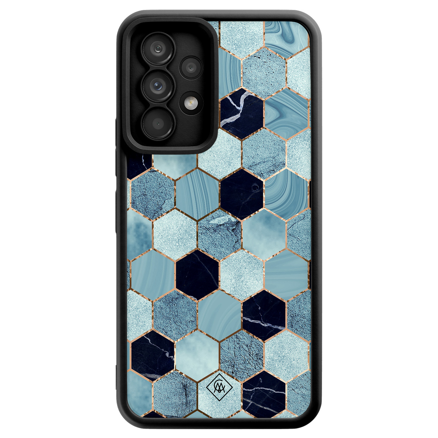 Samsung Galaxy A52(s) zwarte case - Blue cubes