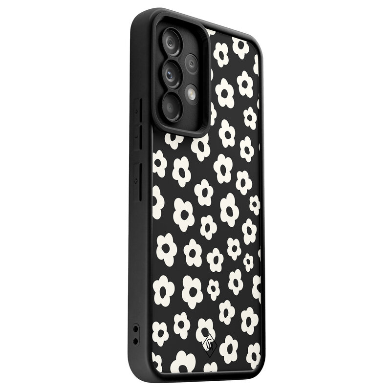 Casimoda Samsung Galaxy A52(s) zwarte case - Retro bloempjes