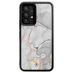 Casimoda Samsung Galaxy A52(s) zwarte case - Marmer grijs