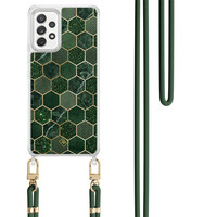 Casimoda Samsung Galaxy A52(s) hoesje met groen koord - Kubus groen